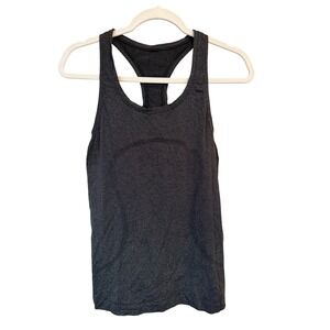 Lululemon Swift Stride Tank Top Black Silver Athletic Workout Racerback Women's